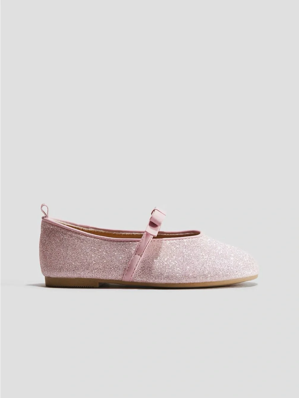 H&M Girls' Light Pink Glitter Mary Jane Flats with Bow